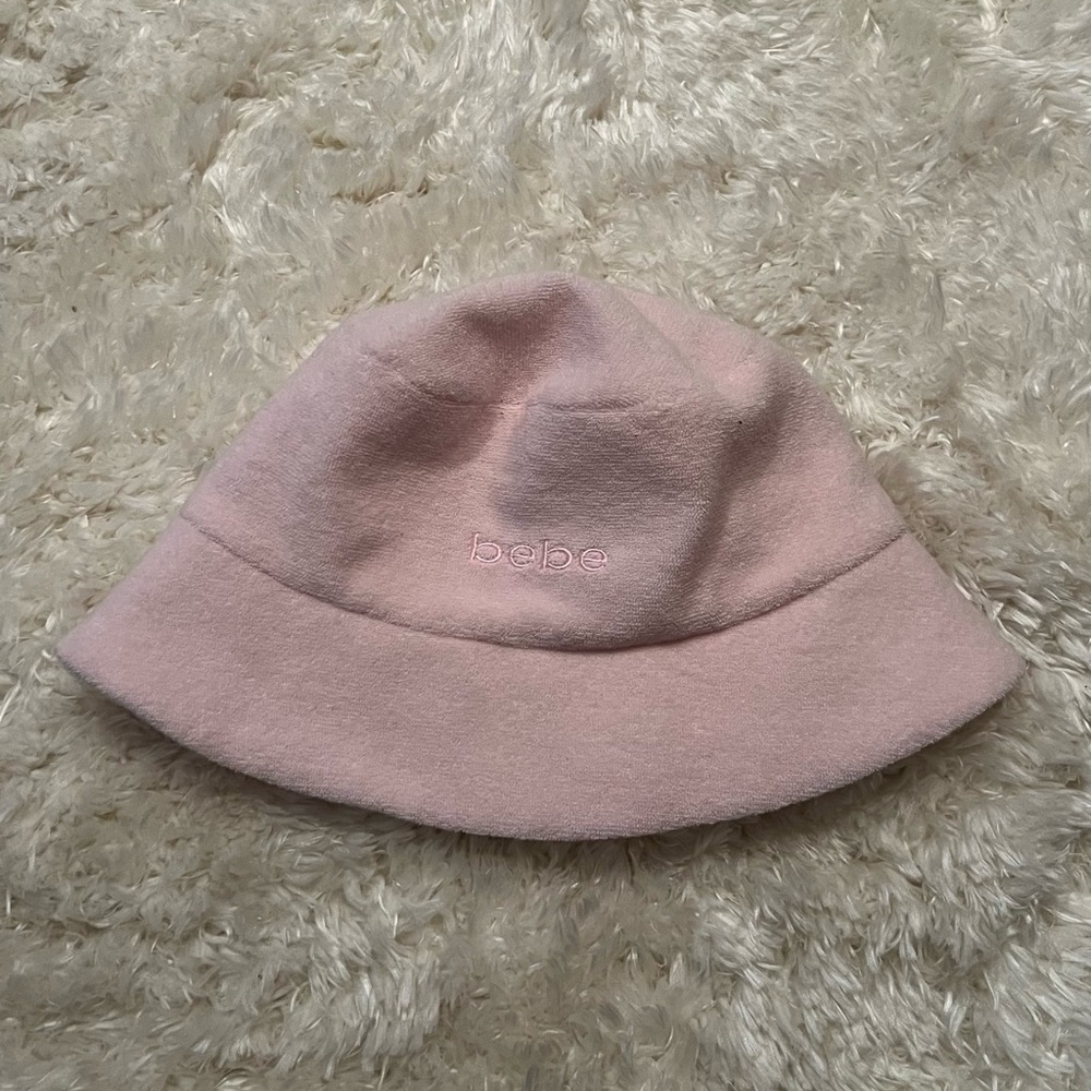 Bebe terry cloth bucket hat, light pink, reversible